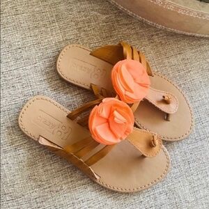 Crazy 8 Brown Slip-On Sandals with Peach Flower Bow